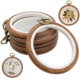 6Pcs 3 Inch Small Embroidery Hoops, - Premium Oval Rubber Imitation Wooden Decorative Embroidery Hoops Frame for Cross Stitch, Wall Display & DIY Craft Decor -Great Gift for Embroidery Lovers
