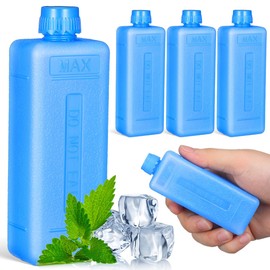 4 Pcs Small Ice Packs for Lunch Boxes and Coolers, Slim Reusable Freezer Packs for Air Conditioner Fan Camping Fishing, Hard Shell Ice Blocks for Lunch Bags, Picnic, Work or School, Food Storage