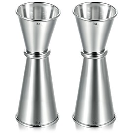 YBEATY 2 Pcs Jigger for Bartending Stainless Steel Double Jigger Professional Cocktail Measuring Cup for Bartenders Home Use Durable Bar Tool Accurate Pouring