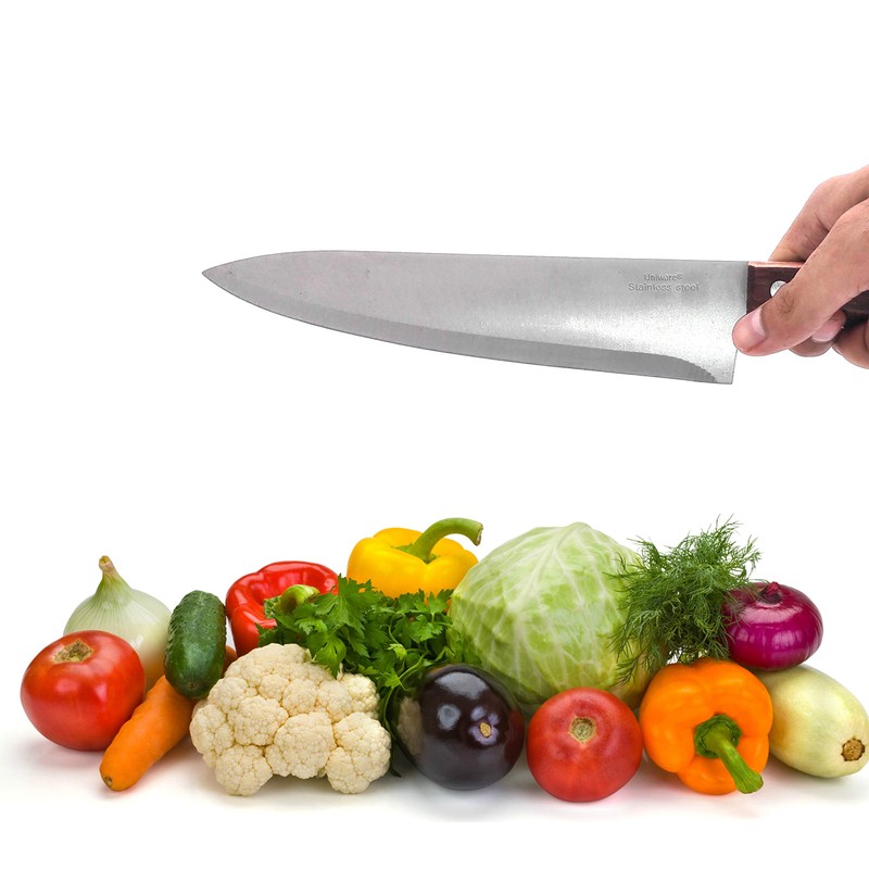 Uniware Stainless Steel Chef Knife with Wood Handle, 8 Inch