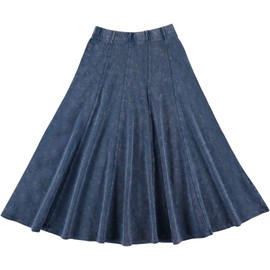 BGDK Girls Cotton Ribbed Stonewash Maxi Panel Skirt Light Denim 8