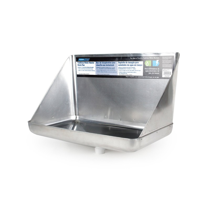 Camco 11430 Aluminum Tankless Water Heater Drain Pan with PVC