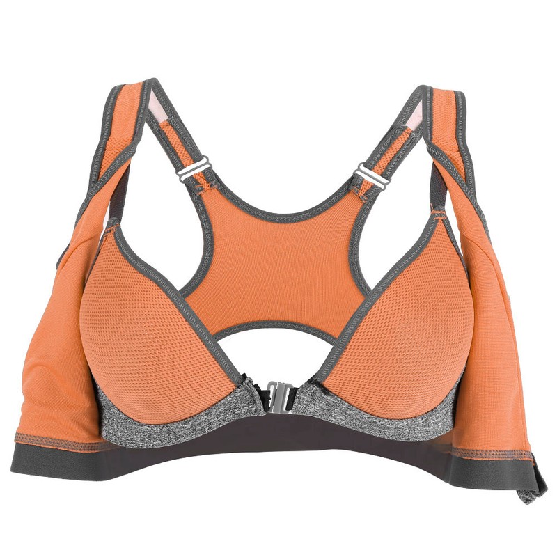 Women Yoga Fitness Zipper Stretch Workout Wireless Padded Shockproof Sports