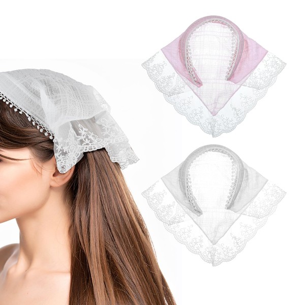 2 Pcs Hair Scarf Headband for Women, Lace Boho Triangle