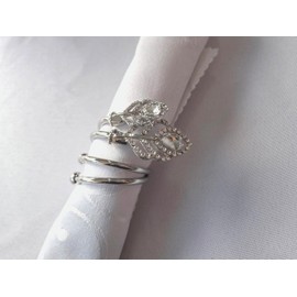 Napkin Rings, Table Decor Napkin Ring, Silver Metal Leaves with Rhinestone, 12Pcs Leaf Napkin Rings, Dinner Party, Christmas Dinner, Dinner Decor, Dinning Table Decor, Napkin Holder, Cloth Holder