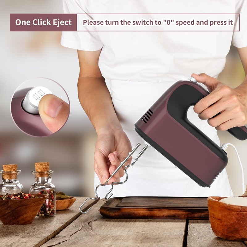 Yomelo 9-Speed Digital Hand Mixer Electric, 400W Powerful DC Motor,