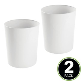 mDesign Metal Waste Bin - Chic Waste Paper Bin for Bathroom, Office and Bedroom - Bathroom Waste Bin Also for Paper etc. - White