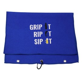 MEIKIUP Grandpa Golf Towel Dad Golf Towel Beer Golf Lover Towel Embroidered Golf Towel Golf Papa Father Sport Towel with Clip Grip It Rip It Sip It (Grip It Rip It Sip It Towel)