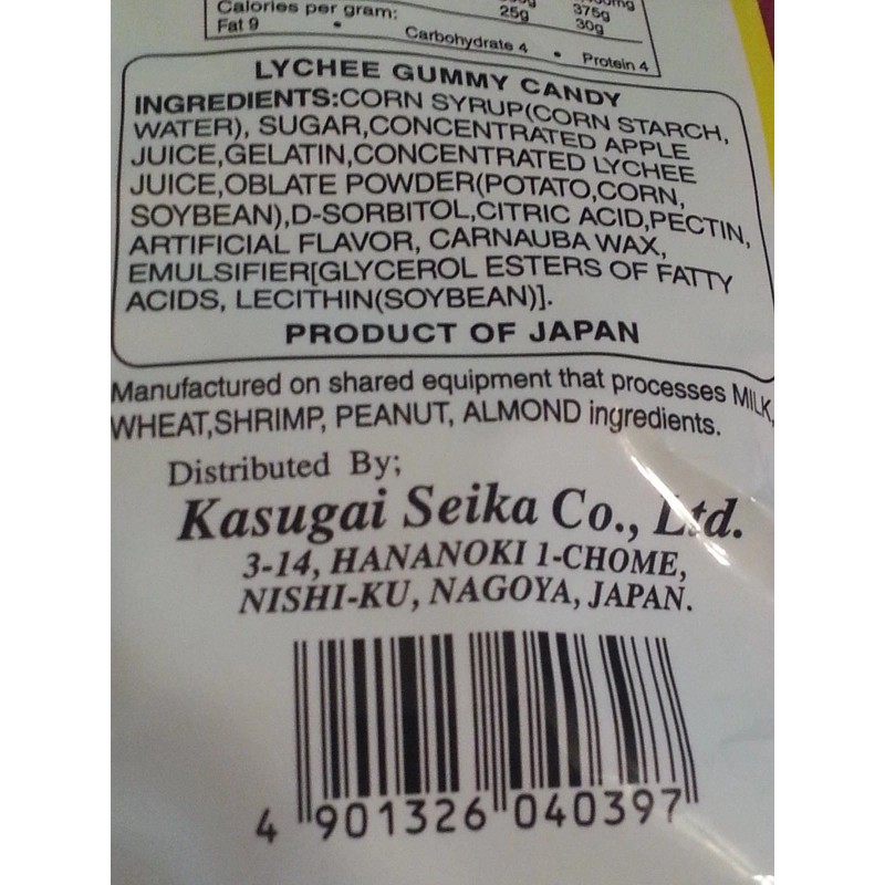 Kasugai "Kiwi Fruit Gummy Candy" 3.77oz. bag / Free Shipping