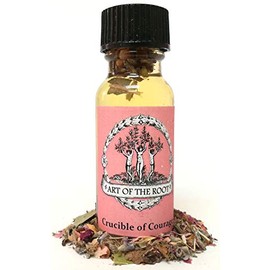 Art of the Root Crucible of Courage Oil 1/2 oz - Handmade with Herbs & Essential Oils - Bravery, Strength, Confidence & Mastery Rituals - Hoodoo Wicca Pagan Magick Conjure