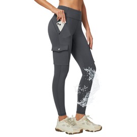 Ewedoos Leggings with Pockets Waterproof Leggings for Women Tummy Control UPF50+ Hiking Pants Outdoor Workout Yoga Pants