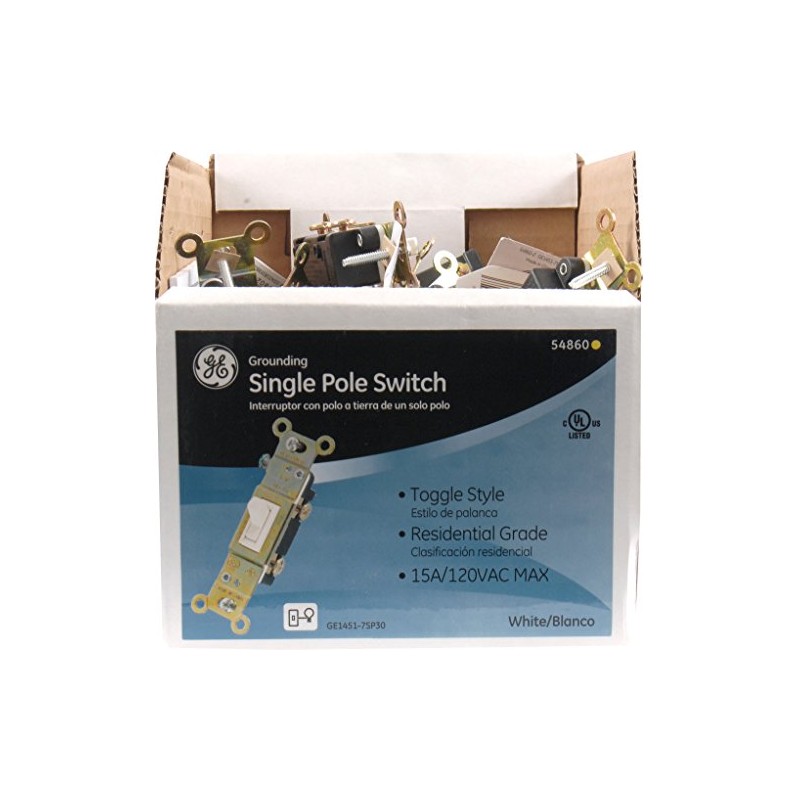 GE 54860 Single Pole Grounding Toggle Switch (30 Piece Shelf