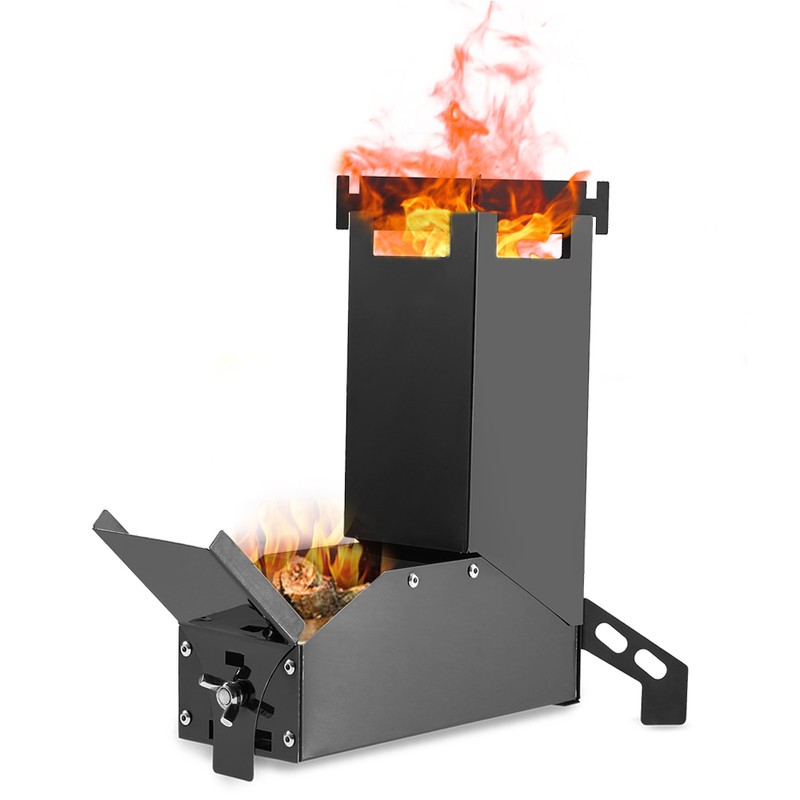 Outdoor Collapsible Wood Burning Stainless Steel Rocket Stove Backpacking Camp