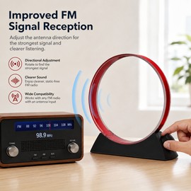 AM/MW Loop Antenna for Radio Reception – Adjustable Direction Portable Metal Antenna for Home & Desktop Radios