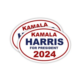 eDesign Kamala Harris 2024 Sticker Decal - 5 Inches - Kamala Harris for President Stickers for Car Truck Van Window Bumper Laptop Tablet Cup Tumbler Water Bottle and Any Smooth Surface (2-Pack)