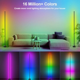 Miortior Corner Floor Lamp - Smart RGB LED Corner Lamp with App and Remote Control, 16 Million Colors & 68+ Scene, Music Sync, Timer Setting - Ideal for Living Rooms, Bedrooms, and Gaming Rooms