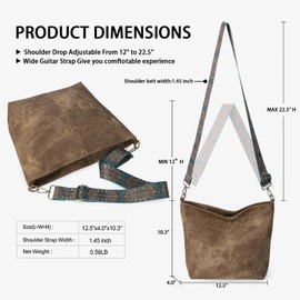 Gladdon Women Hobo Crossbody Bag Leather Tote Shoulder Handbag with Adjustable Strap Large Travel Purses Brown