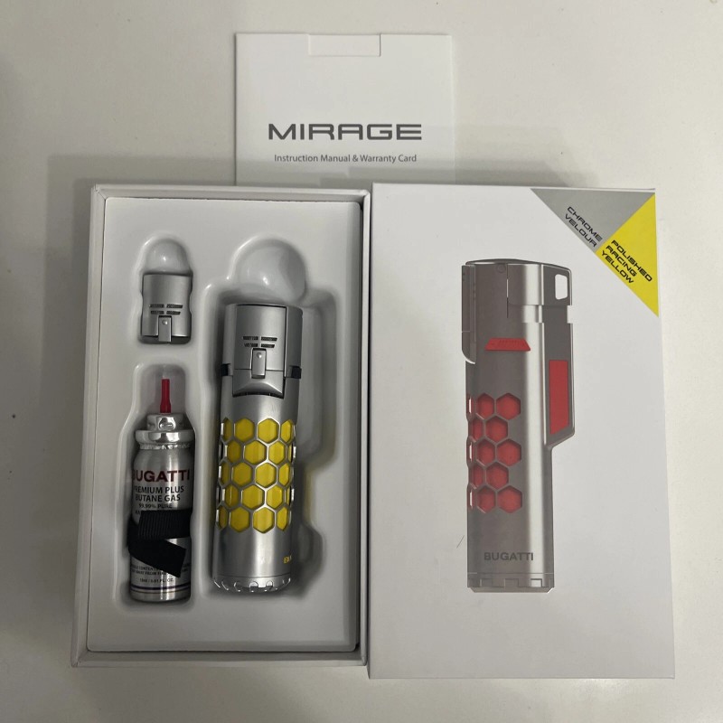 Bugatti Mirage Polished Racing Yellow/ Chrome Velour With Twin TorchLighter