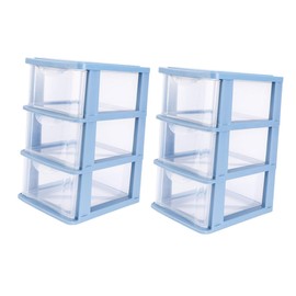 Operitacx 2 Stück Boxen Transparente Aufbewahrungsbox Waschbecken-organizer Vorratsbehälter Tabletts System Jungtier Drei Lagerkorb Desktop-organizer Stapelbarer Schuhorganisator Abs Blue Pp