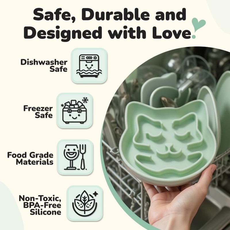 Snuggli Silicone Slow Feeder Cat Bowl for Wet & Dry