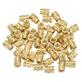 PATIKIL Threaded Inserts M4x8x6mm, 50 Pcs Brass Heat Set Insert Female Threaded Inserts Metric Knurled Nuts Embedment Nut for Plastic and 3D Printing Components, Gold