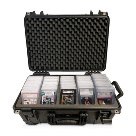 Waterproof Graded Card Storage Box EZ Travel Suitcase W/ Rolling Wheels Slab Case Compatible with 100+ Card Slabs, the Sports Trading Card Case Fits PSA, CSG, BGS, SGC, Magnetic Card , Top Loaders