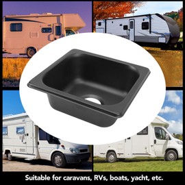 RV Sink, Black Galvanized 175 X 160 X 70mm Drop in Kitchen Bar Sink with 40mm Drain Port, Stainless Steel Sink Single Bowl for RV Caravan Kitchen