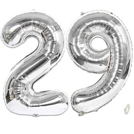 Aabellay Silver Number Balloons Large Foil Mylar Balloons 40 Inch Giant Jumbo Number Balloons for Birthday Party Decorations – Silver 29