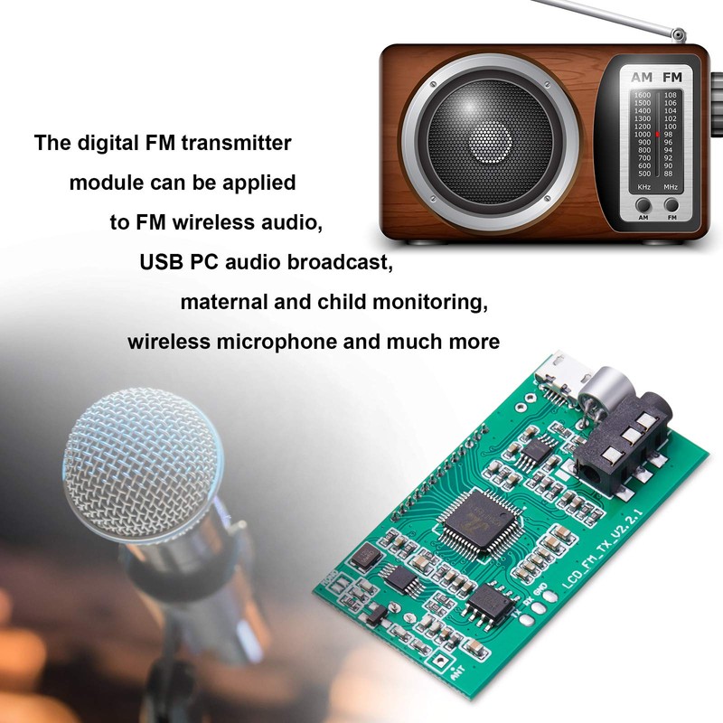 Módulo transmisor FM digital, transmisor FM estéreo, DSP PLL, 76.0-108.0