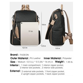 FADEON Leather Backpack Purse for Women Designer Travel Backpack Purses PU Fashion Ladies Shoulder Bag with Tassel Brown