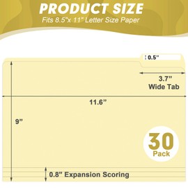 Manila Folders, HERKKA 30 Pack 1/3 Cut Tab File Folders, Manila Folders 8.5 x 11 Designed for Office and Classroom Use, Letter Size
