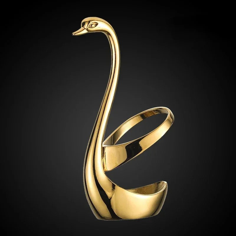 Elegant Swan Spoon and Fork Holder, Decorative Metal Cutlery Organizer