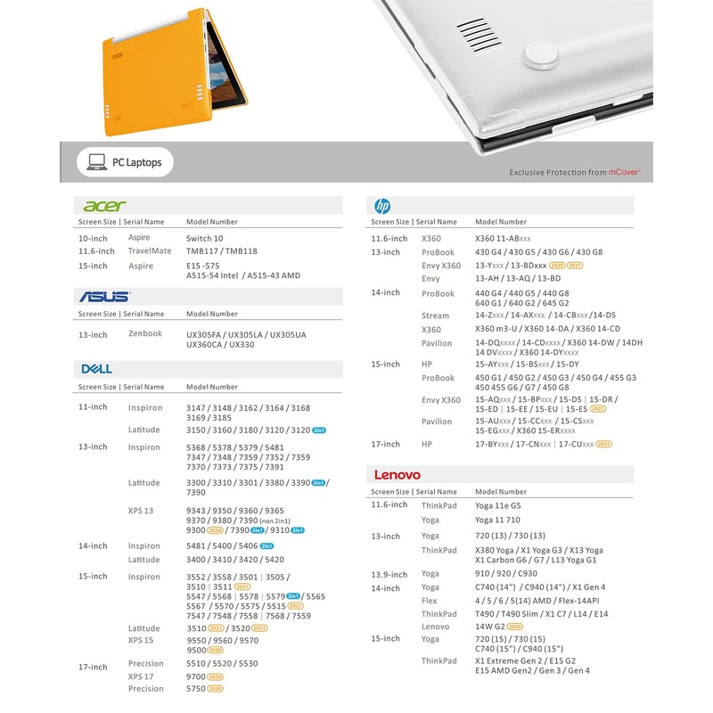 mCover Orange Laptop Sleeve for 14-inch HP Laptops 2020-2022