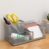 Mesh Desk Organiser Black Pencil Holder Tidy 3 Compartment Desktop