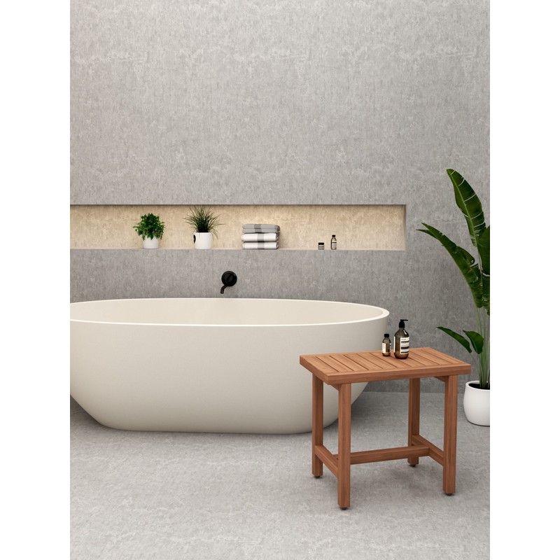 24" Spa Lotus Teak Shower Bench with Elevated Height