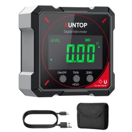 XUNTOP 4 * 90°Digital Angle Finder 4-side Strong Magnetic Digital Protractor ...