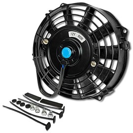 DNA MOTORING 16 Inch High Performace Electric Cooling Slim Radiator Fan with Mount Kit, Black, RAF-16+FMK