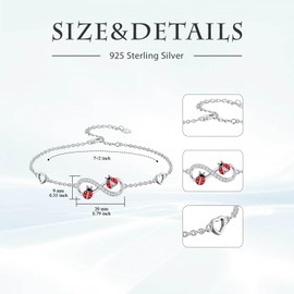 POTOPYY Ladybug Bracelet for Women Sterling Silver Infinity Bracelet Adjustable Animal Ladybug Jewelry Christmas Gifts for Women Mom Wife Daughter Sister Friend