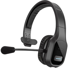 Delton Auriculares inalámbricos profesionales para computadora con micrófono | Auriculares inalámbricos Bluetooth 5.0, 30 horas de tiempo de conversación todo el día para conductores de camiones, oficina en casa, centros de llamadas (solo auriculares, 1 