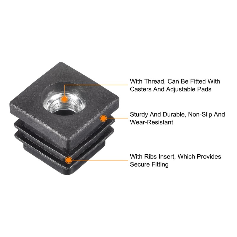 uxcell 12Pcs Inserts for Square Tubes with M8 Thread, for