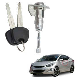 XQSMWF Front Driver Side Door Cylinder Lock with 2 Keys, Fit for Hyundai Elantra 2011-2016 1.8L/ 2.0L, Replacement 81970-3XA00 819703XA00, Front Left Side Door Lock Set with Key Metal