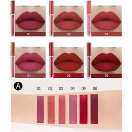 Allphv lipsticks 6 Piezas Pintalabios Permanente Liquido, Labiales Mate de Larga Duracion, Rojo Gloss, Barra de Labios Impermeable, Lipstick Set Kit Maquillaje, Regalo San Valentín Cumpleaño (A)