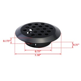 Xiaoyztan 1.16 in Soffit Vent Cover Black Bevel Edge Type Round Air Vent Louver Hole Plug Stainless Steel for Furniture Kitchen Cabinet Wadrobe Bathroom Office Fits 3/4 in Hole 20 Pcs