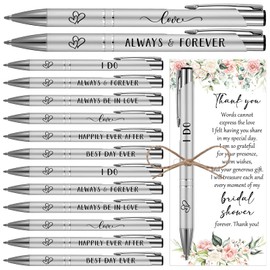 Chiisong 50 Sets Bridal Shower Favors for Guests Wedding Pens Bulk with Thank You Cards Bridal Shower Retractable Ballpoint Pen for Guest Gifts Game Prizes Wedding Souvenirs