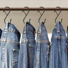 10 Pcs S Hooks for Hanging Heavy Duty, 3.5-inch Heavy Duty Metal S Hook, Closet Hooks with 0.5-inch Safety Buckle, S Hook for Hanging Plants, Kitchen Utensil, Pot, Pan, Bags(Silver)