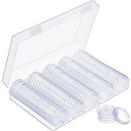 Hicarer Coin Capsules Round Plastic Coin Holder Case with Storage Organizer Box for Coin Collection Supplies (30 mm, 100 Pieces)
