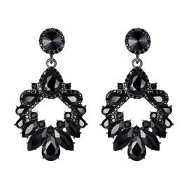 Clearine Drop Marquise Party Wedding Bridal Teardrop Cluster Crystal Geometric Dangle Earrings for Women, Crystal, No Gemstone