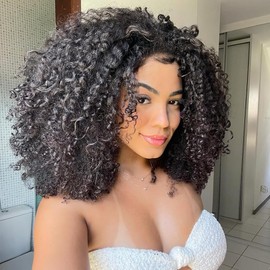 Kinky Curly Half Wig Human Hair 200% Density 3 In 1 Headband Wig Human Hair Glueless Wear and Go Beginner Friendly Drawstring Seamless Flip Over Half Wigs Human Hair Natural Black 22 inch