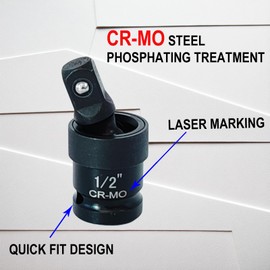 3PCS Impact Universal Joint Set, Swivel Socket Adapter Set, 1/4, 3/8, 1/2 Inch, CR-MO Impact Grade