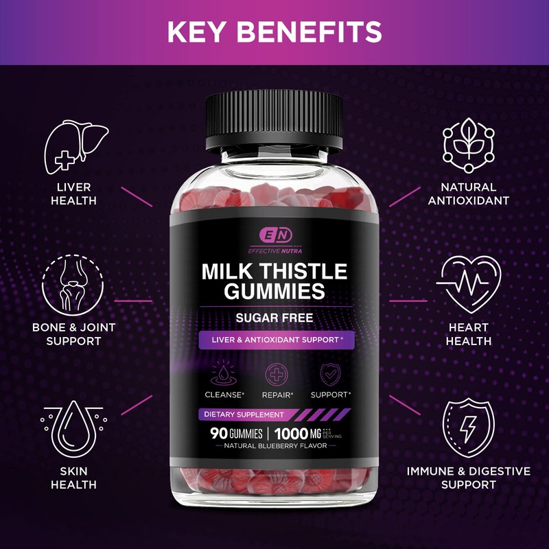EFFECTIVE NUTRA Milk Thistle Gummies | Sugar-Free Milk Thistle Extract